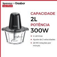 Imagem da promoção 2L Processador de Alimentos Moedor de Carne Triturador Elétrico Legumes 4 lâminas 127V 220V Gaabor