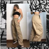 Imagem da promoção Calça Cargo Feminina jeans ou Sarja Cordão Varias Cores
