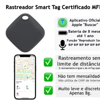 Imagem da promoção Smart Air Tag Rastreador Bluetooth para iPhone | Localizador App iOS Objetos Perdidos/Pet