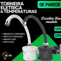 Imagem da promoção Torneira Elétrica Energas 4T Plus – 4800/5500W, 127-220V, Branca/Preta