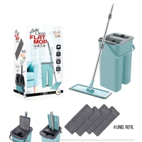 Imagem da promoção Mop Flat Esfregão Rodo Magico Limpa Facil Com Balde Lava e Seca Com 2 ou 4 Refil