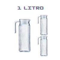 Imagem da promoção Kit C/3 Jarras Suiça De Vidro Transparente 1L Praticasa