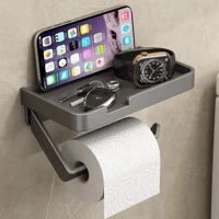 Imagem da promoção Suporte Porta Papel Higienico Preto e Suporte para Celular Com Adesivo