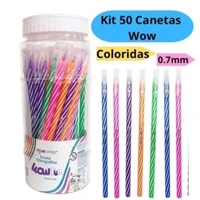 Imagem da promoção Kit Canetas Wow 30 Unidades Espiral Ponta Fina 0,7mm Metálica Esferográfica Coloridas