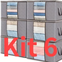Imagem da promoção Kit 6 Pecas Caixas Organizadoras de Roupas Calçados Cobertas TNT Com Tampa Ecológico Anti-Poeira Mul