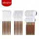 Belifou Kit 24 Jogo De Talheres Aço Inoxidável 416 Prata Alças De Madeira - Diana em oferta