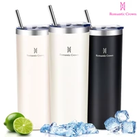 Imagem da promoção ROMANTIC CROWN Copo Térmico Inox 600ml com Tampa Hermética e Canudo Anti Vazamento de Aço Inoxidável