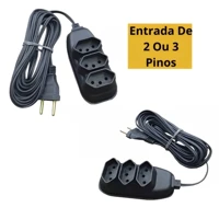 Imagem da promoção Kit 2 Extensão Elétrica 5 Metros Bivolt com 3 Tomadas 110v 220v Tripolar Alexa Compacta