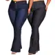 Kit 2 Calças Jeans Flare Plus Size Cintura Alta Boca De Sino Modeladora Empina Bumbum Confortável em oferta