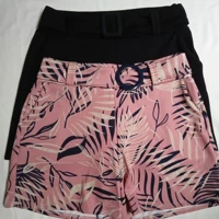 Imagem da promoção Kit 2 Short Bermuda Feminino Etampada Crepe 2 bolso Cinto fixo Tamanhos P, M,G, GG