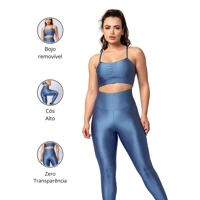 Imagem da promoção Conjunto Fitness Calça Legging e Top Bliss Poliamida Zero Transparência Academia Feminina