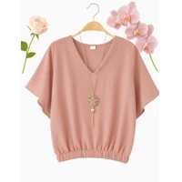 Imagem da promoção Camiseta/Blusa feminina moda fashion tecido duna com elástico