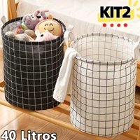 Imagem da promoção KIT2 Cesto Organizador Multiuso Dobrável-Cesto de Roupa Treliça Branca Dobrável Multiuso Roupas Brin