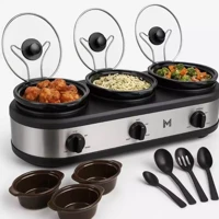 Imagem da promoção Rechaud Elétrico Triplo Buffet Richo Panela Ceramica Cozinha Lento Banho Maria Inox 127v 220v