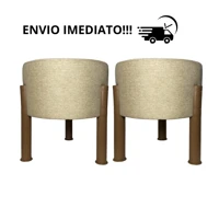 Imagem da promoção Kit 2 Puff Banquinho Sala Luxo Decorativo Estofado Linho - Envio Imediato