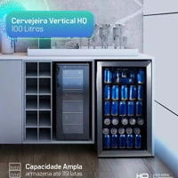 Imagem da promoção Cervejeira Expositor Vertical HQ Vidro Duplo 100 Litros Inox HQ-100CEVPV