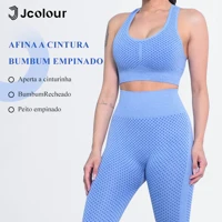 Imagem da promoção Jcolour Conjunto Esportivo Academia Feminina Top e Legging Cintura Alta Levanta Bumbum