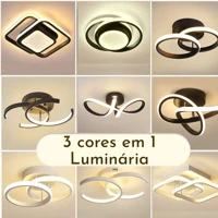 Imagem da promoção Luminária Plafon LED de Teto Moderna com 3 Cores de Luz Para Sala, Quarto, Hall e Ambientes Internos