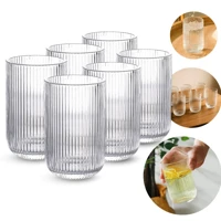 Imagem da promoção Jogo 6 Copos Vidro Canelado Versalhes 460ml Transparente Resistente e Elegante