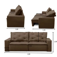 Imagem da promoção Sofá Retrátil e Reclinável 3 lugares com Molas 1,80m Ana Suede Marrom Adonai Estofados