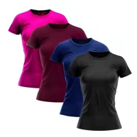 Imagem da promoção Kit 4 Camisetas Femininas Dry Fit Academia Corrida Treino Caminhada Poliéster Premium