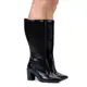 Bota Social Feminina Cano Alto Domidona Bico Fino Salto Alto Bloco em oferta