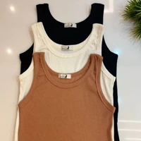 Imagem da promoção Kit 3 Regatas Femininas Blogueirinha Lisa Malha Algodão Ribana Cores Sortidas(Entrega Imediata).