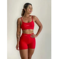 Imagem da promoção Conjunto Fitness Virginia Top Shorts Meia Coxa Cintura Alta