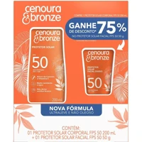 Kit Protetor Solar 200ml+ Protetor Solar Facial 50g FPS 50 Cenoura & Bronze em oferta