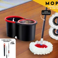 Imagem da promoção Mop C/ cabo de 140 cm + 2 Refis - Rodinhas e Cesto Em Inox - Balde Centrífuga - NL