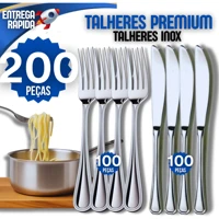 Imagem da promoção Kit 200 Garfo e Faca Talheres 100% Aço Inox 100 Garfo e 100 Faca Premium Casa Buffet Restaurante Lan