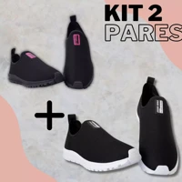 Imagem da promoção Kit 2 Tênis Meia Feminino Calce Fácil Botinha Ortopédico Esportivo Sneaker Slip On Casual confortáve