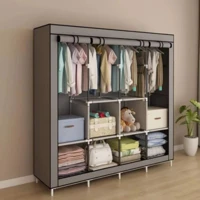 Imagem da promoção Grande Arara Guarda Roupa Dobrável Com Capa Tecido 4 Divisorias Roupeiro Organizador Roupas Armário