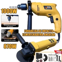Imagem da promoção Conjunto 2 em 1 Furadeira/ esmerilhadeira angular Acessórios gratuitos