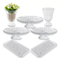Imagem da promoção Kit Lapidado - 3 Boleira 23cm+2 Bandeja Lapidado+2 Vaso Decoração Festas Aniversario