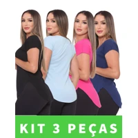 Imagem da promoção Kit 3 Blusa Feminina Tapabumbum Feminina Sobre legging Academia