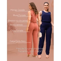 Imagem da promoção Conjunto Feminino Duna Forrado Calça Wide Leg mais Blusa Lançamento