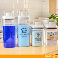Imagem da promoção Dispenser Organizador Lavanderia 2,3 litros ou 1,5 Litros Acrílico - Amaciante, Sabão em Pó e Liquid