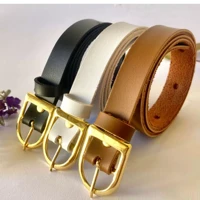Imagem da promoção Kit 3 Cintos Feminino fivela dourada cinto 2 cm largura preto branco e marrom blogueira luxo