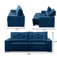 Imagem da promoção Sofá Retrátil e Reclinável 3 lugares com Molas 2,00m Livia Suede Adonai Estofados