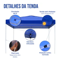 Imagem da promoção Tenda Praia Gazebo Articulada Dobrável 3x3 Barraca Camping