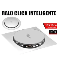 Imagem da promoção Ralo Click Inteligente 10x10 Cm Quadrado Redondo Inox Cromado - Veda Cheiro Banheiro Casa Cozinha