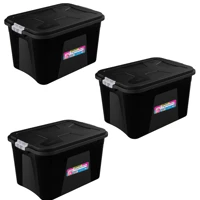 Imagem da promoção KIT CAIXA ORGANIZADORA CONTAINER PRETA 56 LITROS COM TAMPA E TRAVA GRANDE