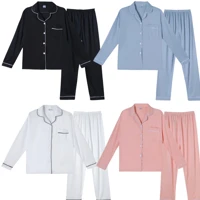 Imagem da promoção Lingerie Pijama Feminino Manga E Calça Longa Aberto Com Botão Lisa SY13