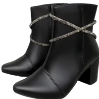 Imagem da promoção Bota Feminina Com Strass Salto Grosso Médio Bloco Ref. 20/131