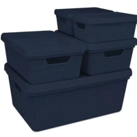 Imagem da promoção Kit 5 Caixas Organizadoras Trama Jaguar com Tampa (15L, 5L, 1.8L) - Várias Cores