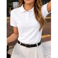 Camisa Gola Polo Feminina Básica Algodão Social Uniforme em oferta