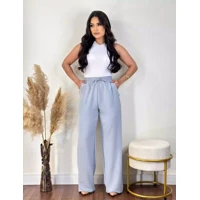 Imagem da promoção Calça Pantalona Feminina Com Bolso Cintura Alta - com bolso
