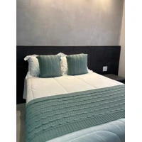 Imagem da promoção Kit Peseira Tricot Trança Cama Queen King Casal + 2 Capas Almofada Decorativa Sofá FI