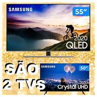 Imagem da promoção Combo Smart TVs 4K QLED 55” Samsung 55Q70TA Wi-Fi - Bluetooth HDR 4 HDMI 2 USB + Crystal UHD 4K 50”